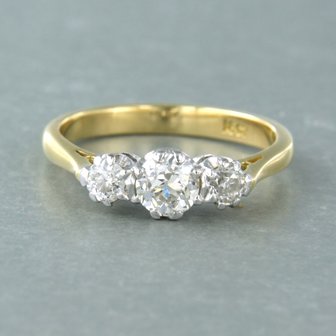 18k gouden ring met diamant 0.75ct J/K-VS/SI - rm 16.25(51)