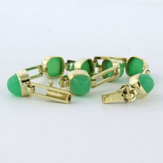 14k geel gouden armband bezet met chrysopraas - 17,5 cm lang