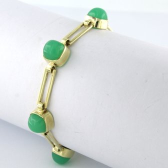 14k geel gouden armband bezet met chrysopraas - 17,5 cm lang