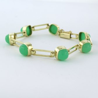 14k geel gouden armband bezet met chrysopraas - 17,5 cm lang