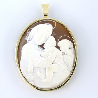 14 kt gold cameo pendant/brooch - size 7.0 cm x 4.8 cm