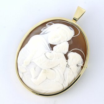 14k gouden cameo hanger/broche - afm 7.0 cm x 4.8 cm