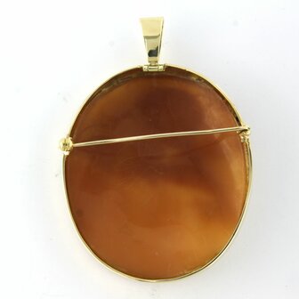 14 kt gold cameo pendant/brooch - size 7.0 cm x 4.8 cm