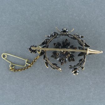 14k yellow gold brooch set with rose diamonds tot. 0.25ct - G/H - SI