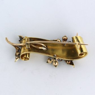 18k geel gouden broche bezet met roos diamant