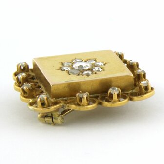 14k geel gouden broche bezet met roos diamanten