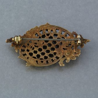 Gold and silver brooch set with rose cut diamond 0.20ct