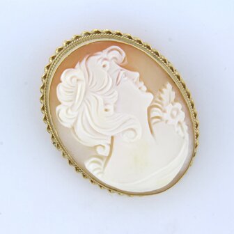 9k gouden camee broche