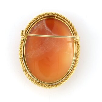 18 kt yellow gold brooch set with cameo