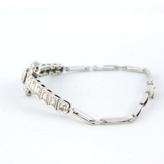 14 kt white gold link bracelet set with old European cut diamonds up to. 1,50ct