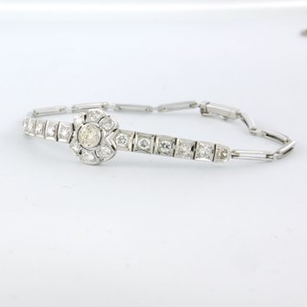 14 kt white gold link bracelet set with old European cut diamonds up to. 1,50ct