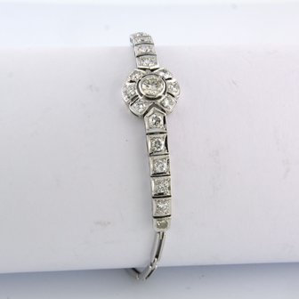 14 kt white gold link bracelet set with old European cut diamonds up to. 1,50ct