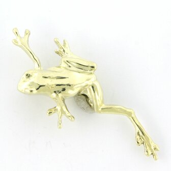 14k yellow gold brooch in the shape of a frog