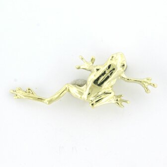 14k yellow gold brooch in the shape of a frog