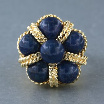 18k geel gouden ring bezet met lapis lazuli