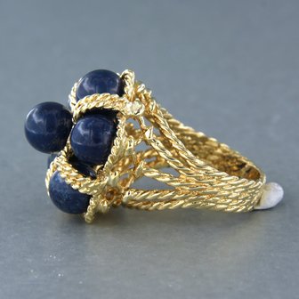18k geel gouden ring bezet met lapis lazuli