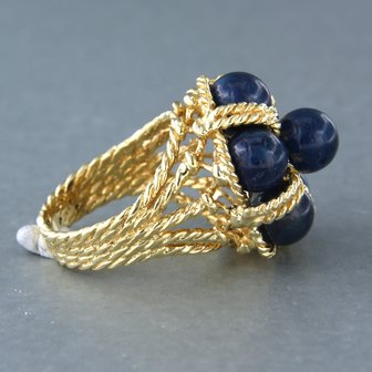 18k geel gouden ring bezet met lapis lazuli