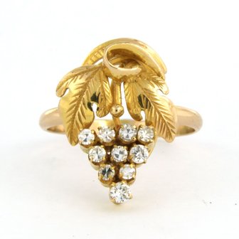 18k geel gouden ring bezet met briljant en single cut geslepen diamanten tot. 0,40ct