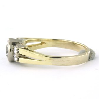 14k bicolor gouden ring bezet met briljant geslepen diamant tot. 0,68ct