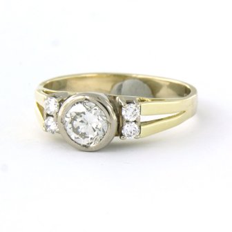 14k bicolor gouden ring bezet met briljant geslepen diamant tot. 0,68ct