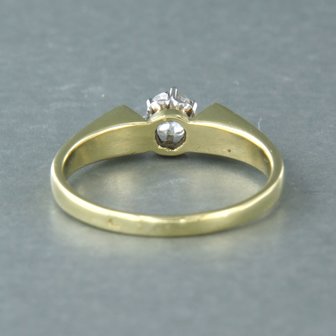 14k bicolor solitair ring bezet met oud Europees slijpvorm geslepen diamant tot. 0,50ct