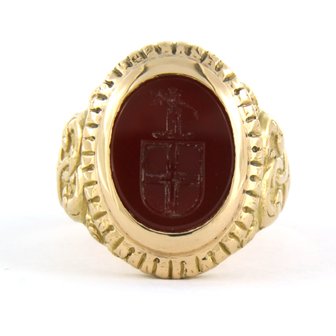 18k ros&eacute; gouden zegelring - ringmaat 19 (60)