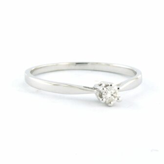 18 kt white gold solitaire ring set with brilliant cut diamond 0.09 ct - rm 16.5 (52)