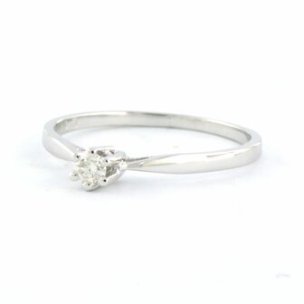 18k wit gouden solitair ring bezet met briljant geslepen diamant 0.09 ct - rm 16.5 (52)