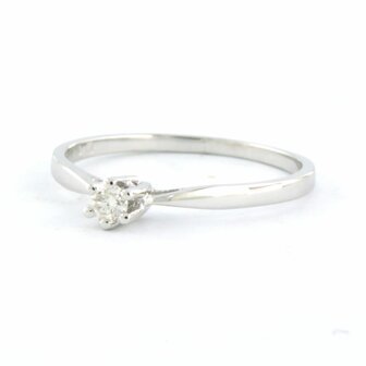 18 kt white gold solitaire ring set with brilliant cut diamond 0.09 ct - rm 16.5 (52)