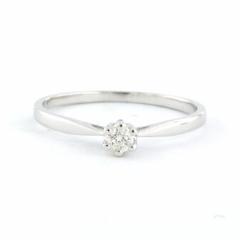 18k wit gouden solitair ring bezet met briljant geslepen diamant 0.09 ct - rm 16.5 (52)