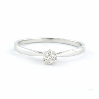 18 kt white gold solitaire ring set with brilliant cut diamond 0.09 ct - rm 16.5 (52)