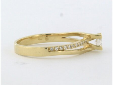 18k geel gouden ring bezet met briljant geslepen diamant tot. 0,30ct - rm 17.5 (55)