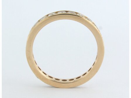 18k ros&eacute; gouden hele alliance ring bezet met briljant geslepen diamant 1.30 ct - rm 17.5 (55)