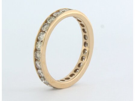 18k ros&eacute; gouden hele alliance ring bezet met briljant geslepen diamant 1.30 ct - rm 17.5 (55)