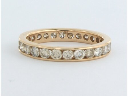 18 kt red gold eternity ring set with brilliant cut diamond 1.30 ct - rm 17.5 (55)