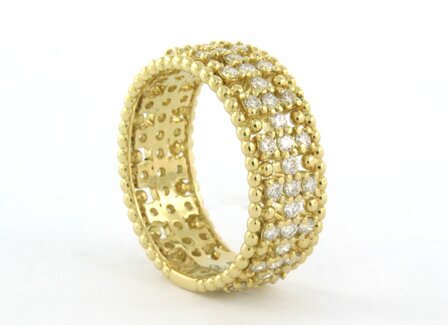 18 kt yellow gold ring set with brilliant cut diamonds. 1.01ct - rm 17.5 (55)