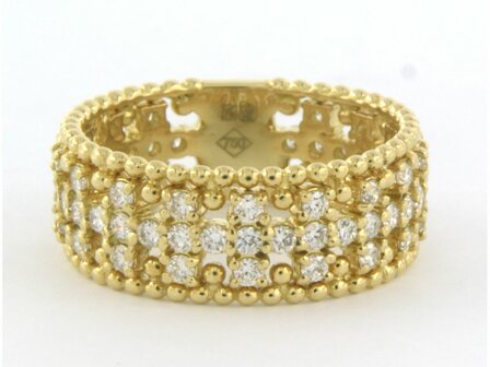 18k geel gouden bandring bezet met briljant geslepen diamant tot. 1,01ct - rm 17.5 (55)