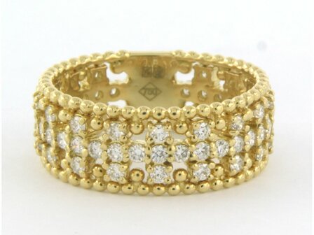 18 kt yellow gold ring set with brilliant cut diamonds. 1.01ct - rm 17.5 (55)