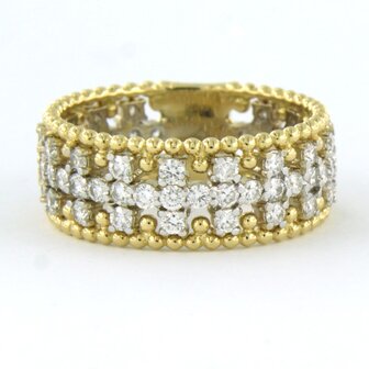 18k bicolour gouden band ring bezet met briljant geslepen diamant 1.20ct - rm 17.5 (55)