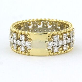 18k bicolour gouden band ring bezet met briljant geslepen diamant 1.20ct - rm 17.5 (55)