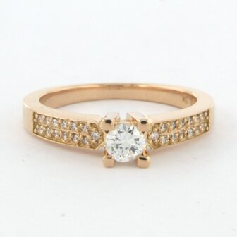 18 kt red gold ring set with brilliant cut diamonds 0.38ct