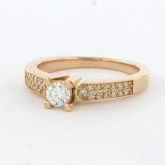 18 kt red gold ring set with brilliant cut diamonds 0.38ct