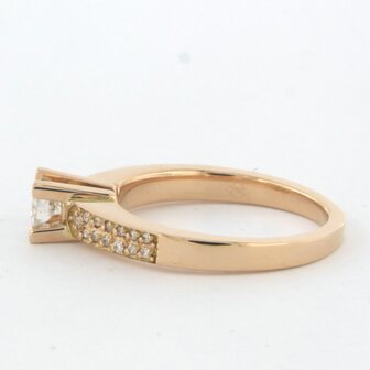 18 kt red gold ring set with brilliant cut diamonds 0.38ct