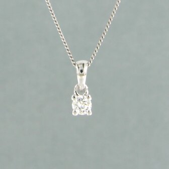 14 kt white gold necklace with solitair pendant with diamond 0.10 ct