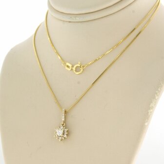 14k geel gouden collier met hanger bezet met diamant 0.29 ct