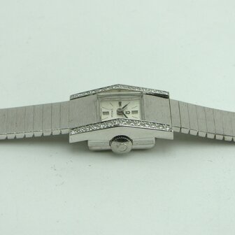 Omega 18k white gold watch with diamonds ref 8055
