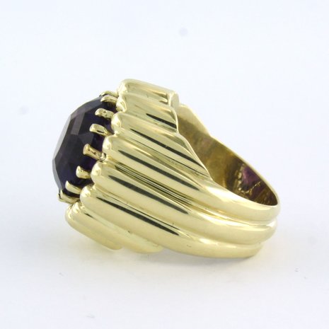 14k geel gouden ring bezet met amethist  - rm 16 (50)