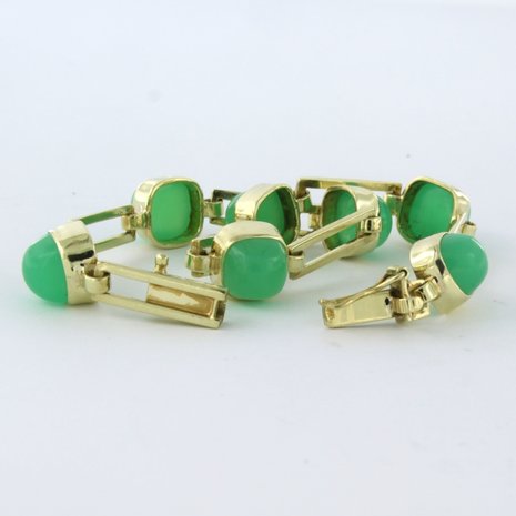 14k geel gouden armband bezet met chrysopraas - 17,5 cm lang