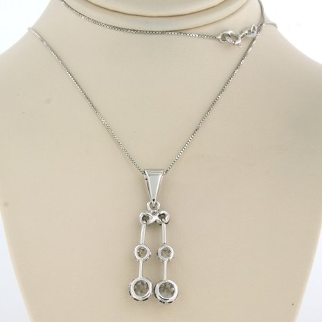 18k white gold necklace with pendant set with rose diamond tot. 0.30ct - F/G -VS/SI