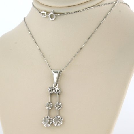 18k white gold necklace with pendant set with rose diamond tot. 0.30ct - F/G -VS/SI